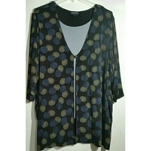 Maggie Barnes 4X Blouse Open Front Nylon/ Spandex